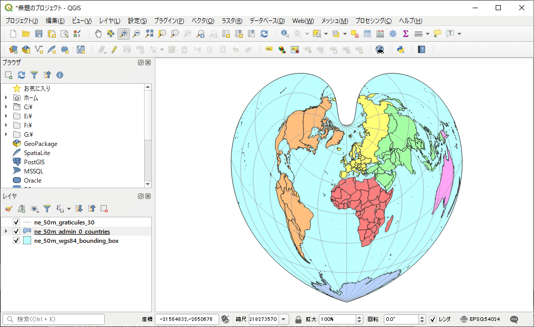 実習編 非専門家のためのqgis いろいろな図法の世界地図 はとば Note