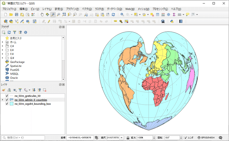 実習編 非専門家のためのqgis いろいろな図法の世界地図 はとば Note