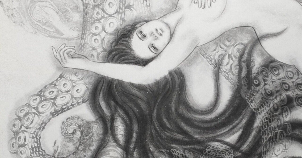 北斎の春画『蛸と海女』のオマージュ作品を出展します｜歌川派墨絵師