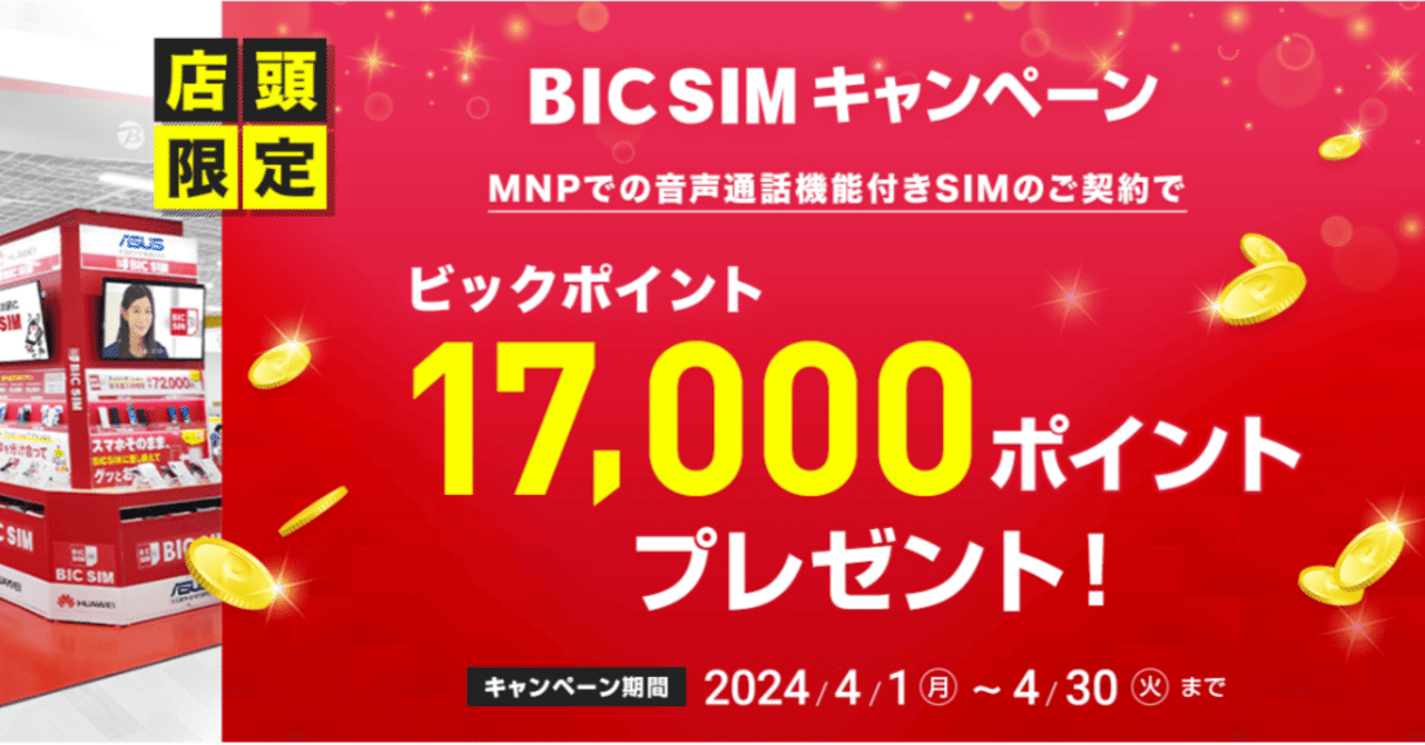 【公式】アクセサリーの激安通販 BIC SIM】店頭MNP契約でビックポイント17000ポイントプレゼント 文房具・ステーショナリー