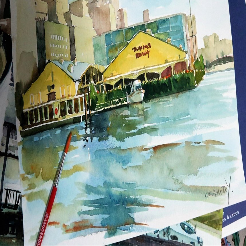 運河沿いぶらぶら -東京・天王洲アイル-／海辺の水彩画｜海の音 - umi