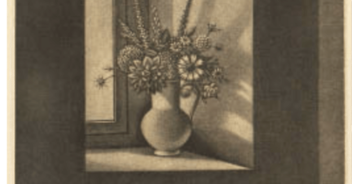 長谷川潔】 銅版画 / マニエルノワール「窓辺の花瓶」 査定 買取