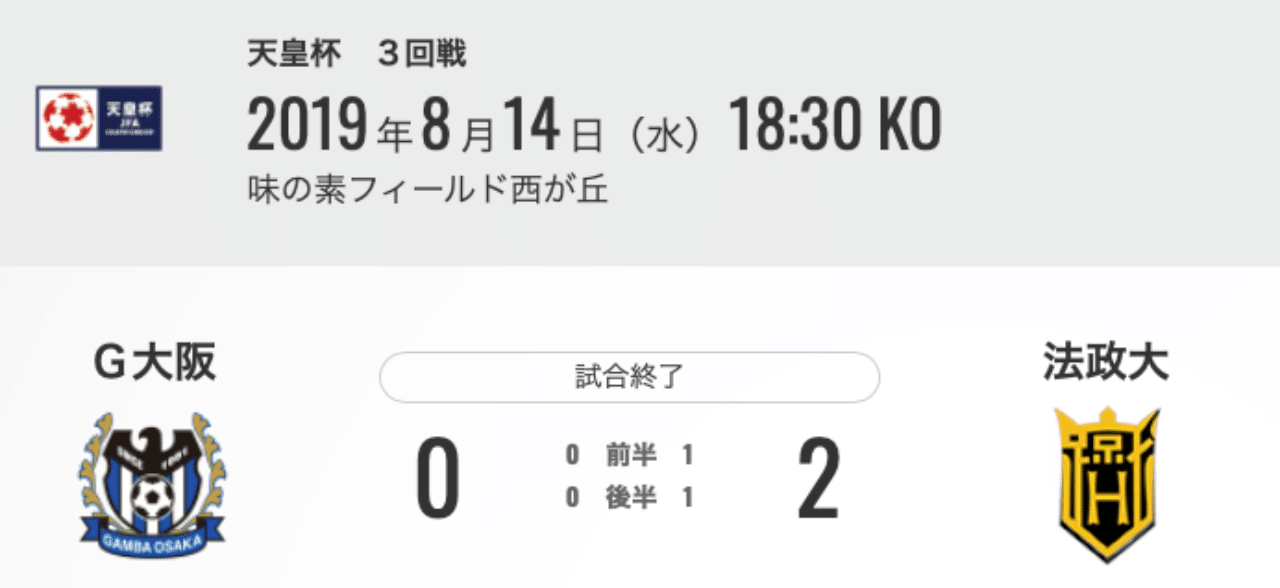 19年19年8月14日天皇杯三回戦ガンバ大阪対法政大学テレビ観戦の感想 平繁無忙 Hirashige Mubou Note