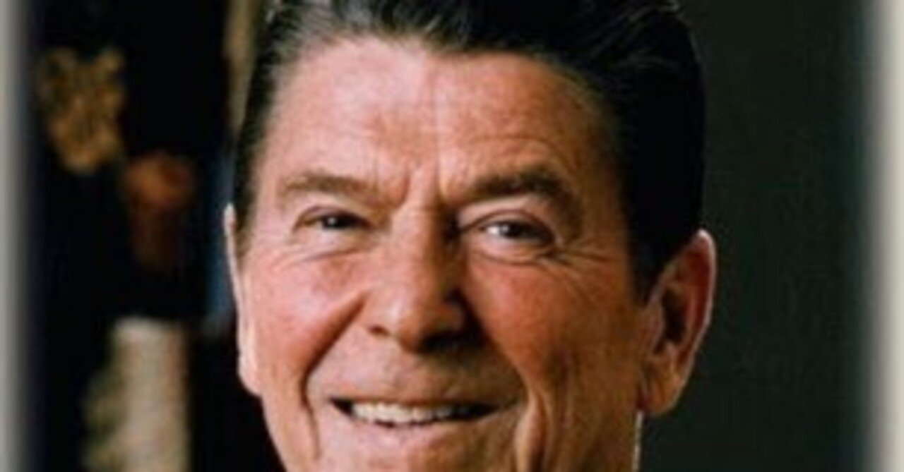 米国第40代大統領ロナルド・レーガンのスピーチのリプロダクションを