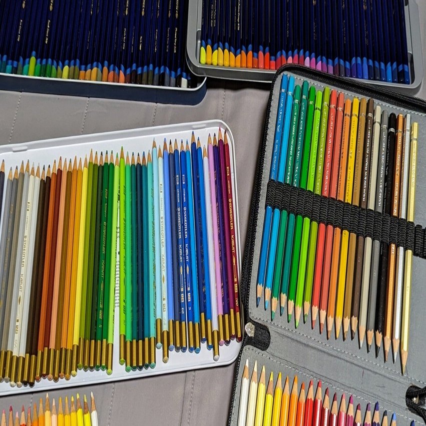 水彩色鉛筆の発色比べ｜月岡ユウキ＠一次創作する呑兵衛🐰