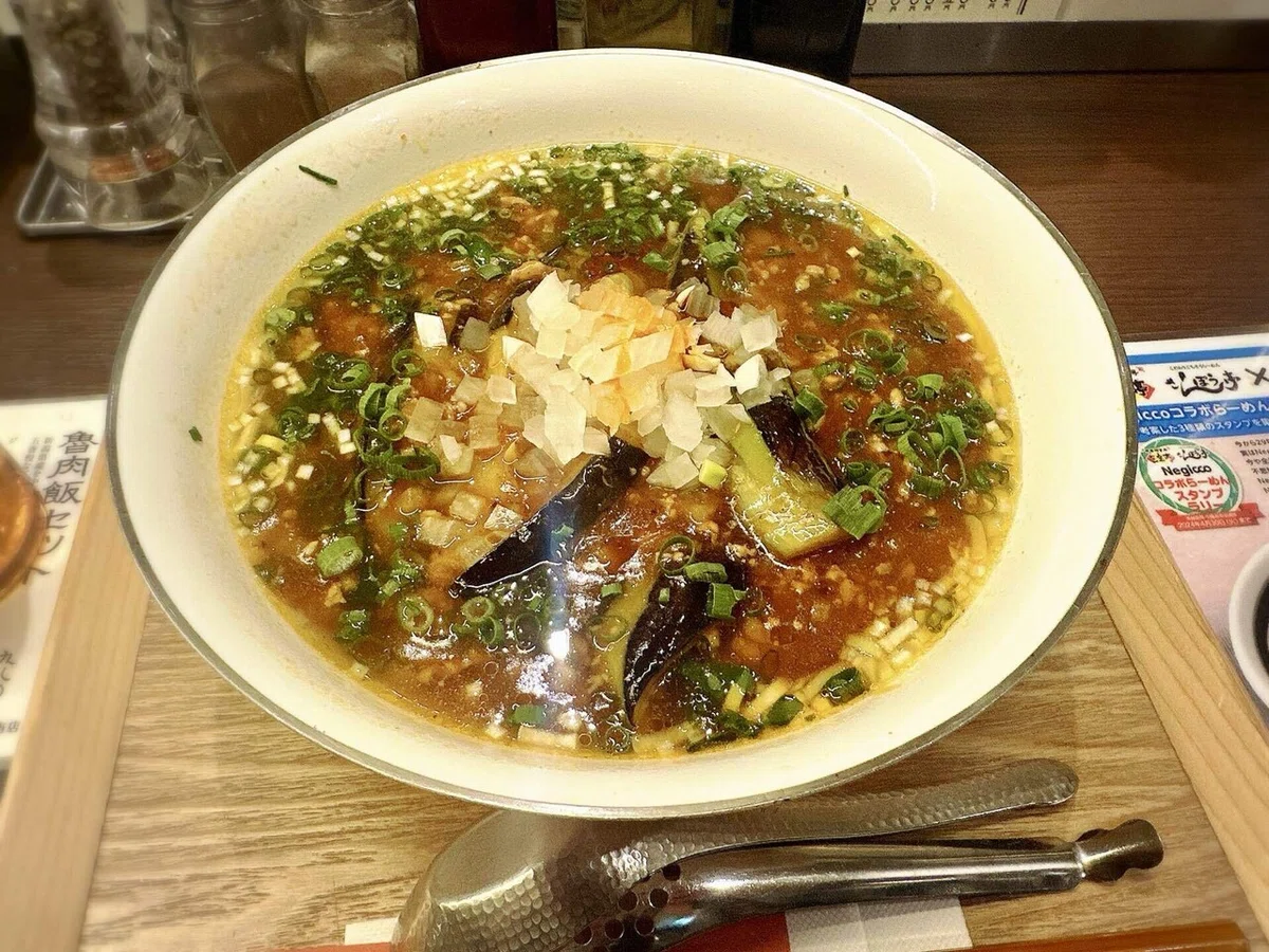 ぽんちゃコラボメニュー スパイシー麻婆茄子麺