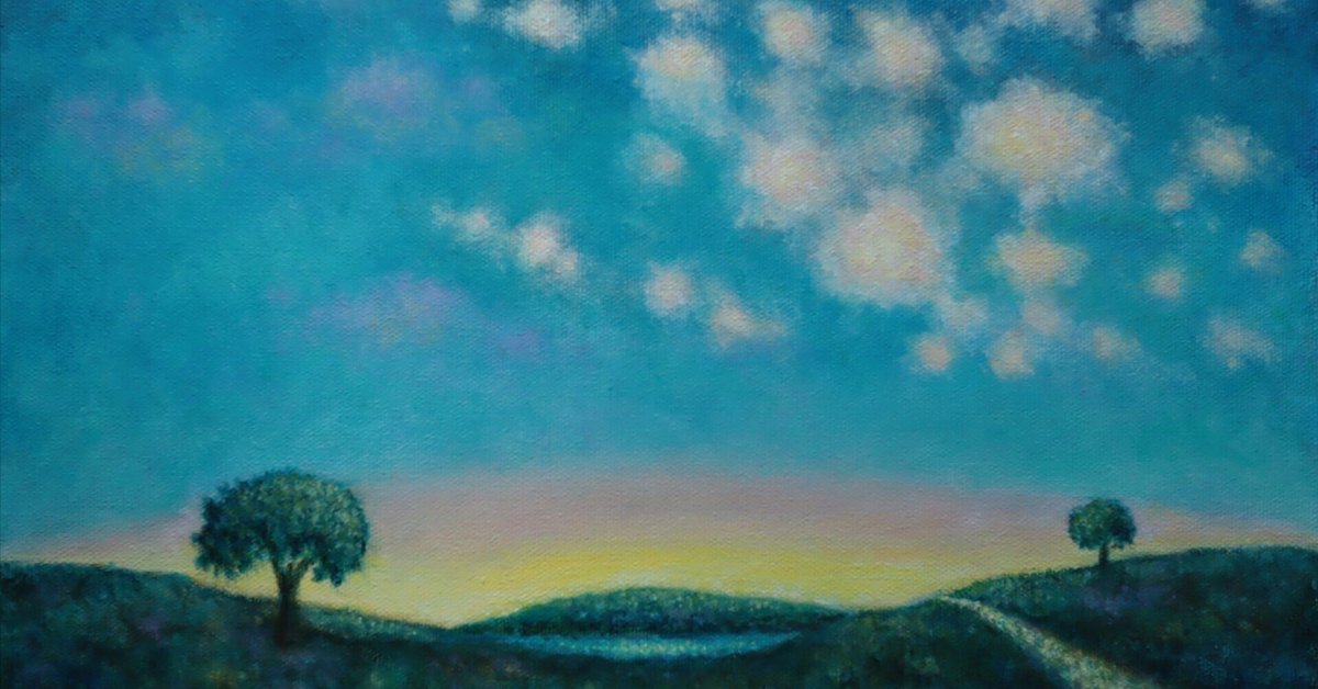春の夜の月】アクリル画 F4 風景画 絵画 アクリル・ガッシュ