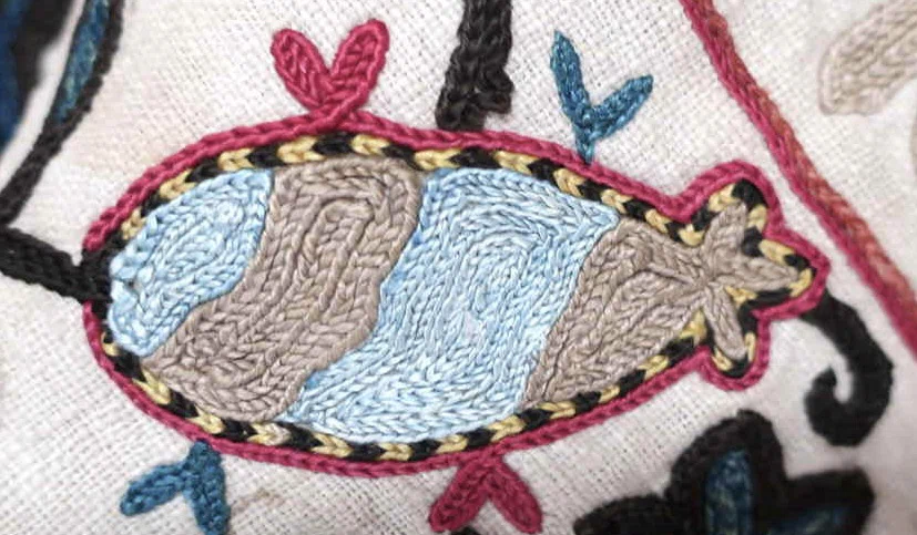スザニ刺繍 スザニの刺し方（ステッチ）〜ユルマ応用編1｜Hiroko Fukuda S.