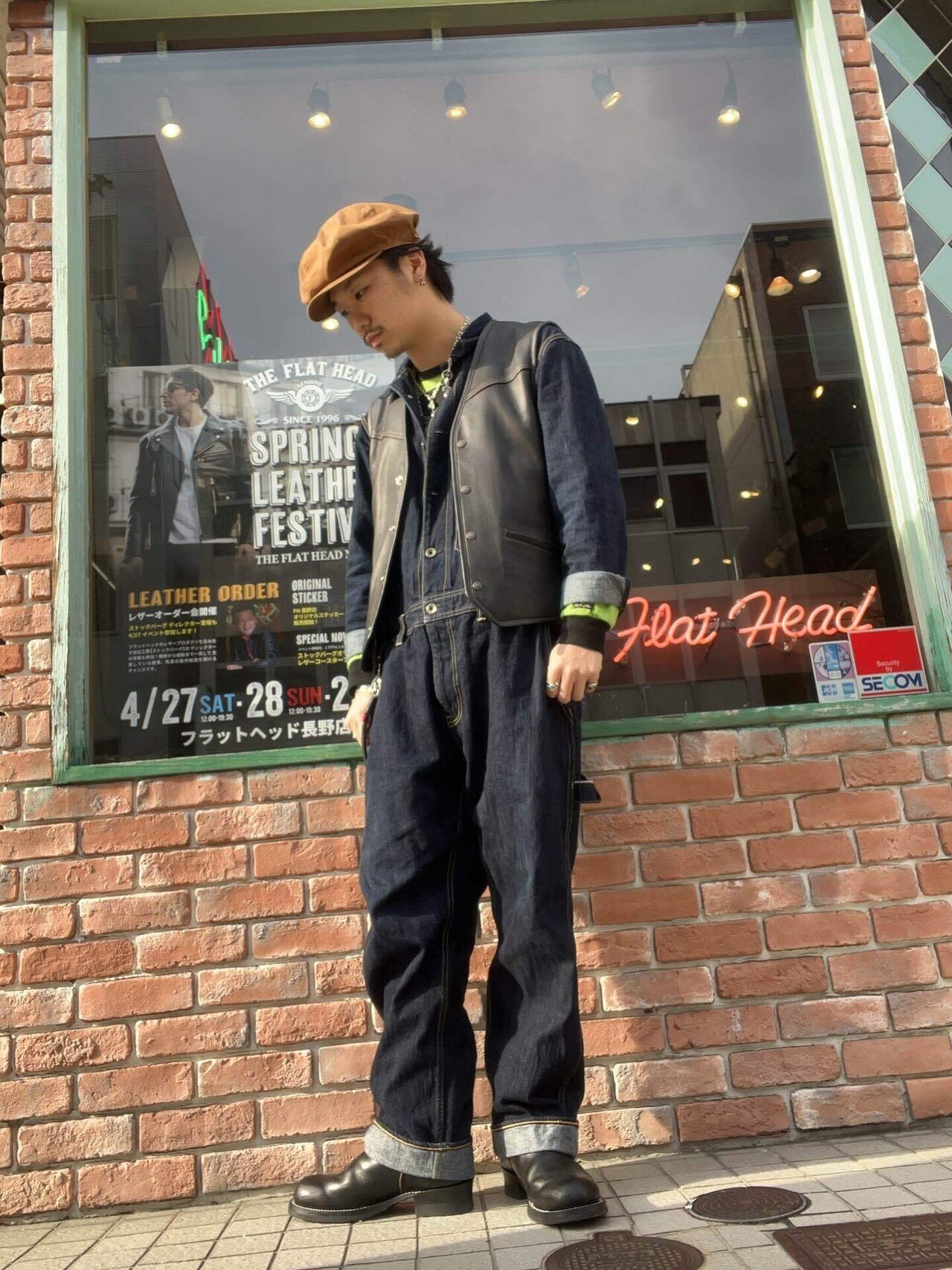 GQ2303◇THE FLAT HEAD : コットンキャスケット◇2◇黒