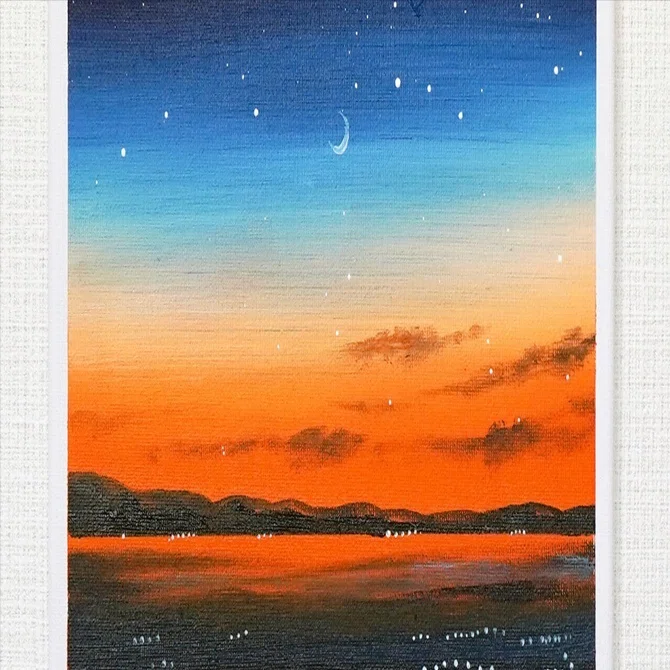 聖なる夜の贈り物】アクリル画 マ*Y様 絵画 風景画 F6 【聖なる夜の