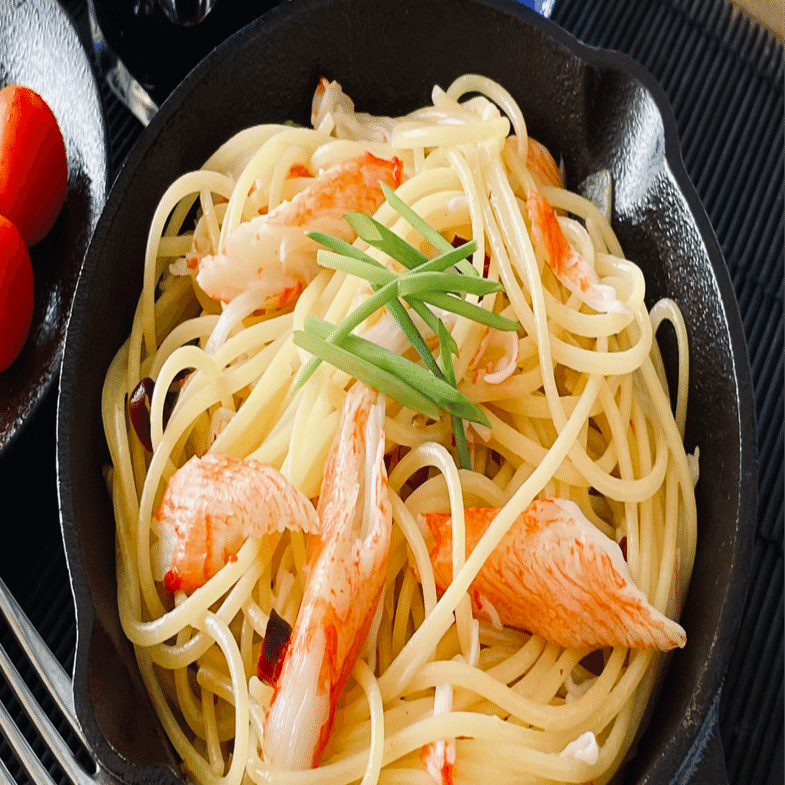 ほぼカニのペペロンチーノ｜as