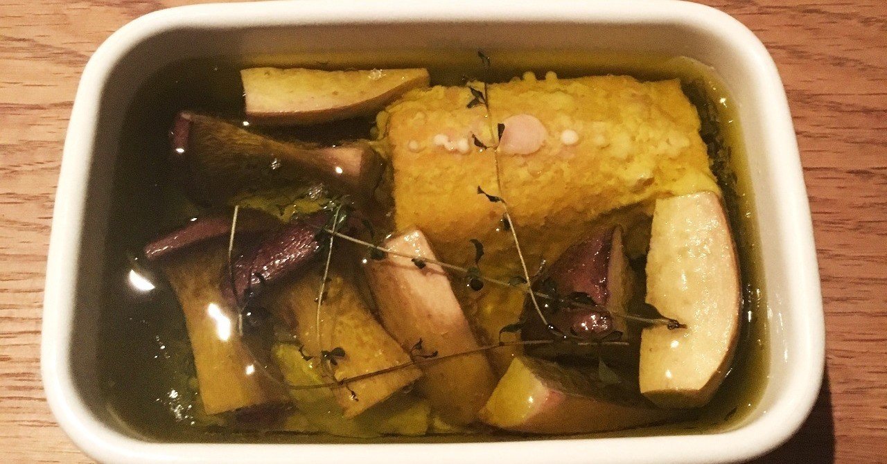 トラウトサーモンとエリンギのコンフィ Yasuaki Kato Note
