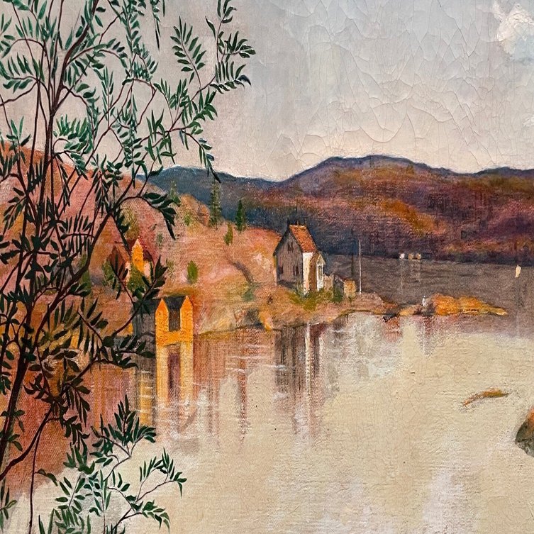 * vintage picture ❀ スウェーデンの街並み 風景画 油絵 vintage picture ❀ スウェーデンの街並み 風景画 油絵 vintage