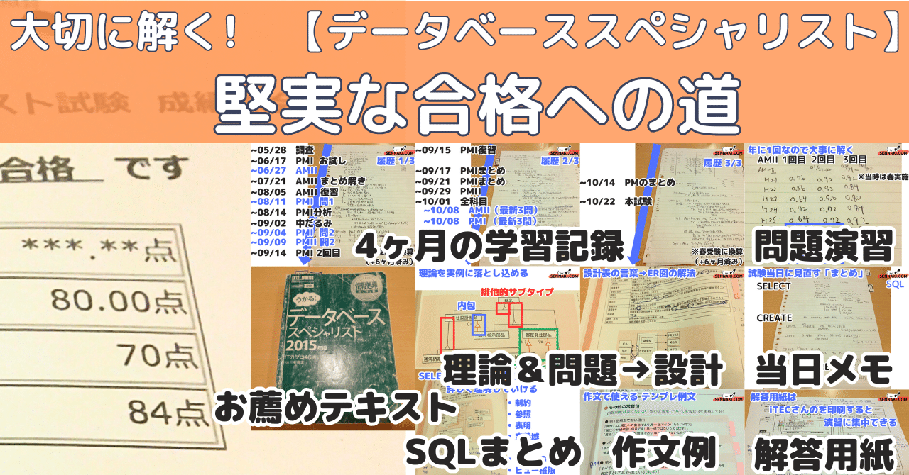 DB：80, 70, 84】午後特化が合格の鍵（データベーススペシャリストの