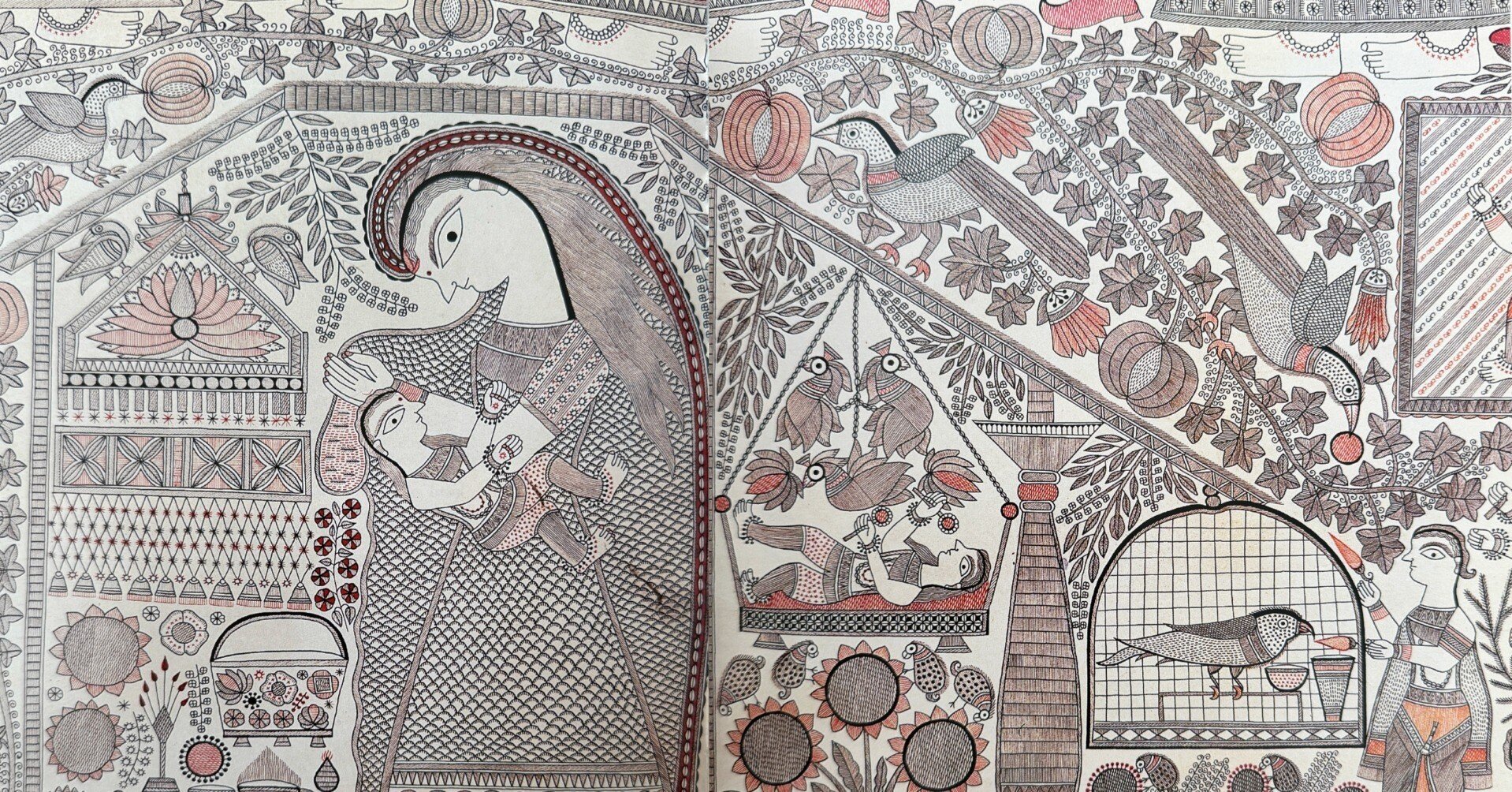 インド　ミティラー画(原画) プリミティブで美しいインドの民族絵画 | ミティラー画 | #002