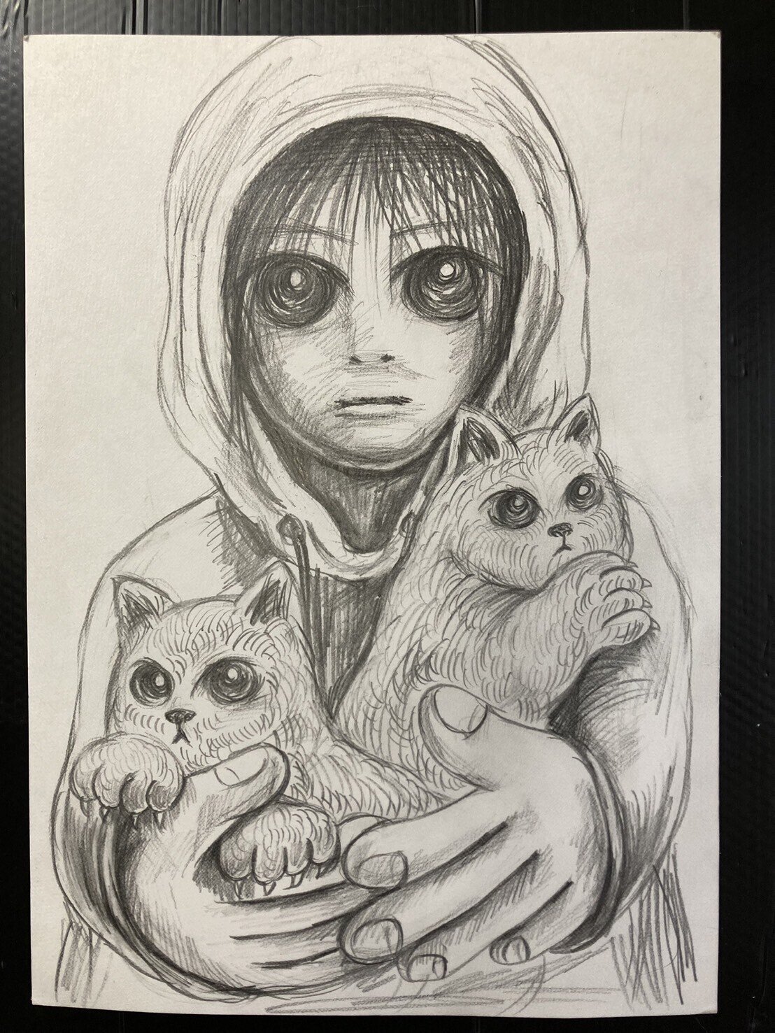 絵画。原画【可愛い猫ちゃんたちを連れて楽しい遠足に行く】 🔼 ｢ゆっくり過ぎてゆく｣ 約33×24cm 油彩画 2017年 . 前回アップ
