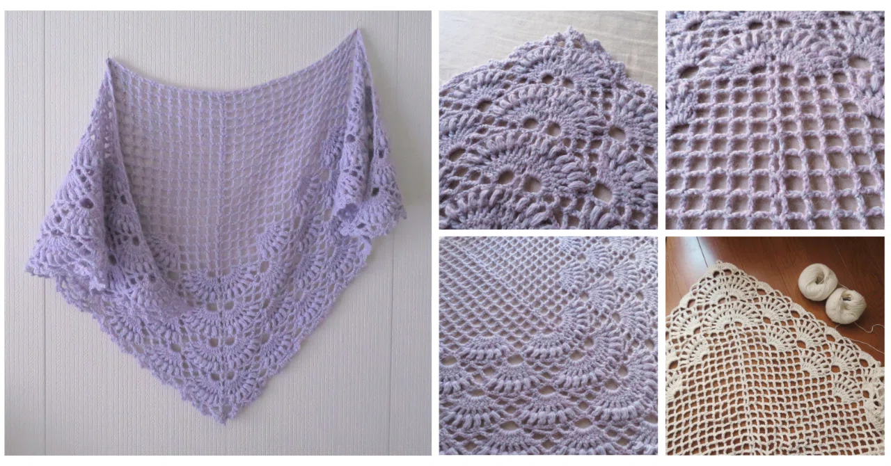 Pattern / Miharu Shawl｜笠石あき--かぎ針編み・レース編みの編み図