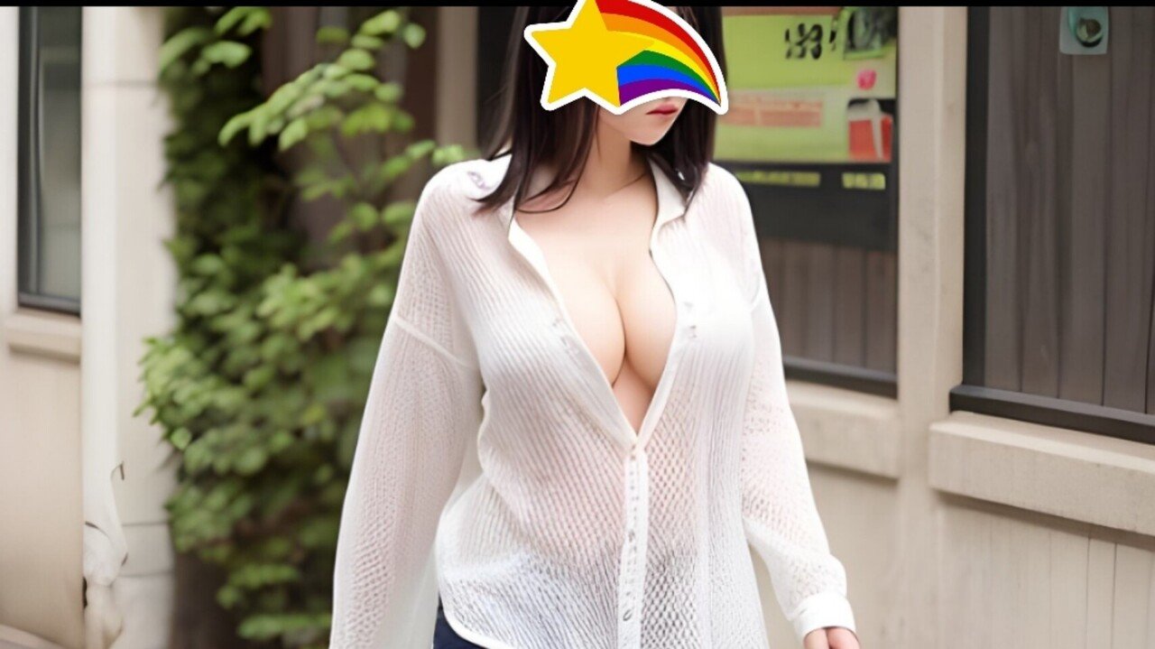 おばちゃんノーブラの画像 おはようございます🌅 早朝ゴミ出しはノーブラ♡｜女性AI画像