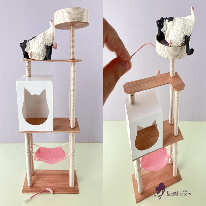100均DIY🧺ミニチュアサイズのキャットタワー作り｜星屑ロゼ