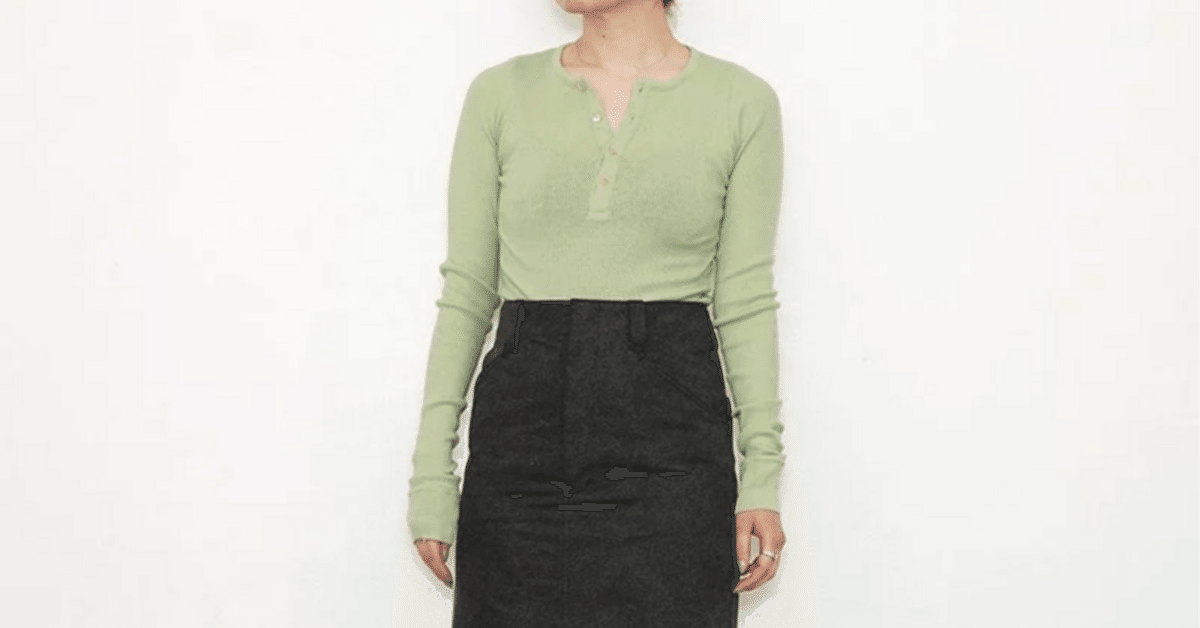 Auralee Organic Soft Rib Henley Neck Long Sleeve Tee in