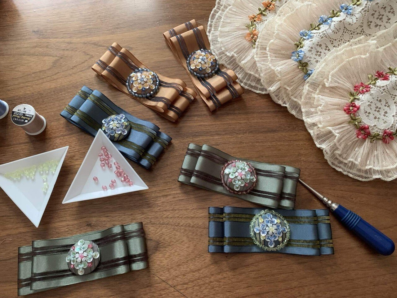 【美品】フランブルーム ビーズヘッドドレス Purusablanc(プルーサブラン)ヘッドドレス(シルバー)francbloom