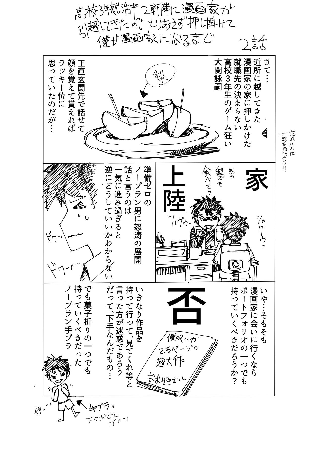 2話 高校３年就活中 ２件隣に漫画家が引っ越してきたので とりあえず押しかけて僕が漫画家になるまで 大関詠嗣 Note