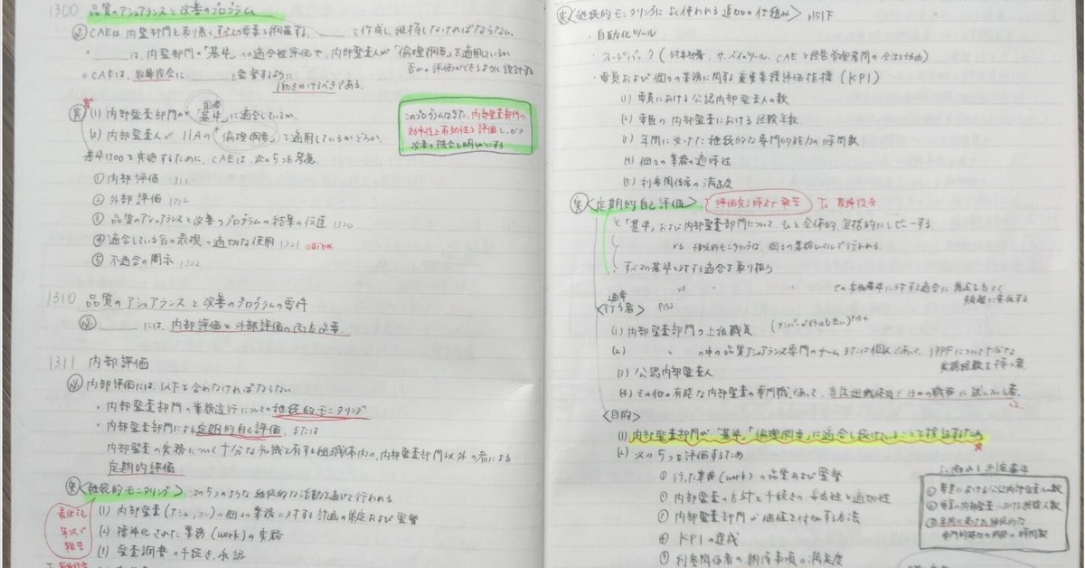 【予備校教材不要•これだけでOK】CIA 公認内部監査人 過去問まとめノート