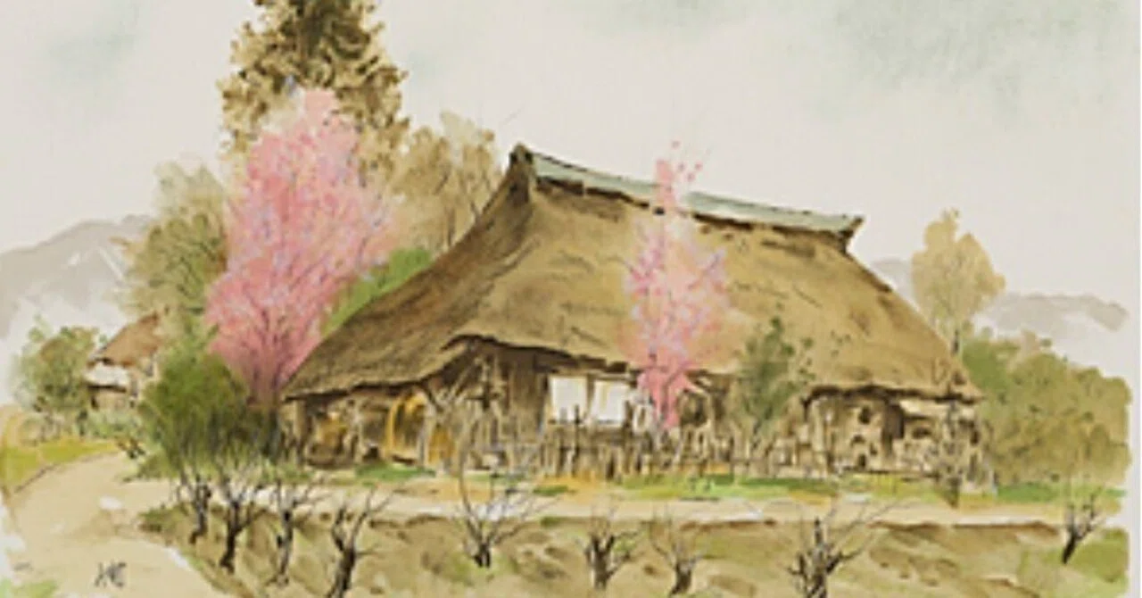 向井潤吉】 版画/リトグラフ 「民家風景」 査定 鑑定 買取 致します
