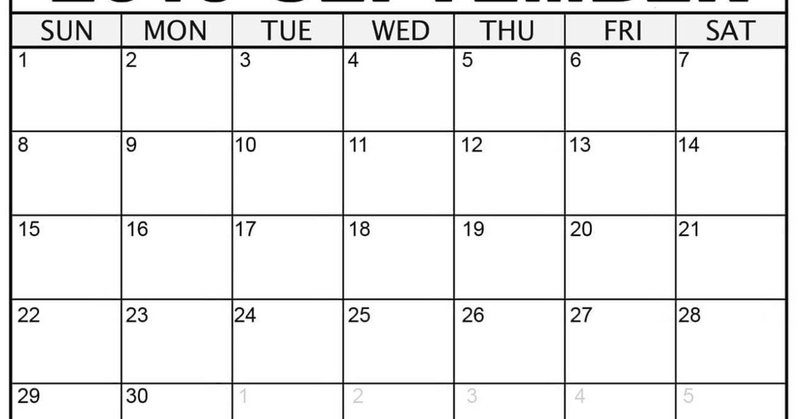 Blank September Calendar 2019 Templates