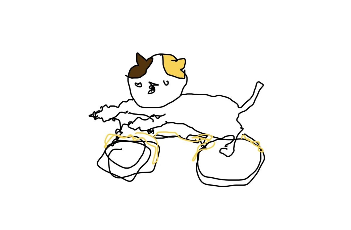 左手で描いたヨレヨレの絵でクロスバイクを描いたもの