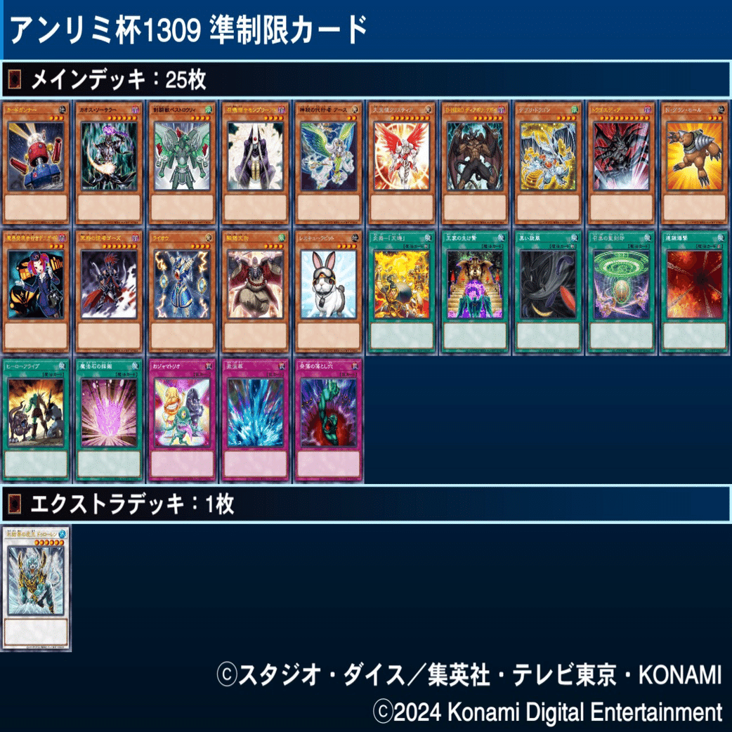 マスターデュエルのゲートボール大会-アンリミ杯1309の禁止制限リスト
