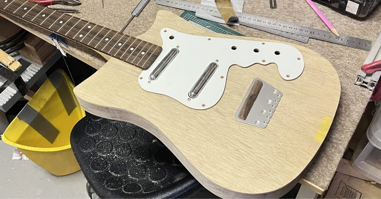 ギター製作】Alamo Fiesta的ギターの製作 ③(各部加工と仮組み)｜れんたろ
