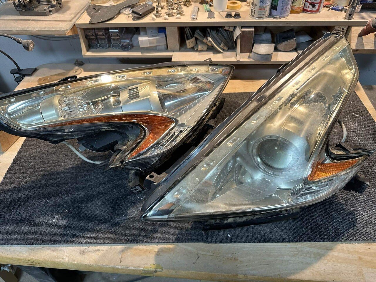 Z34のヘッドライトの黄ばみリペア｜GO