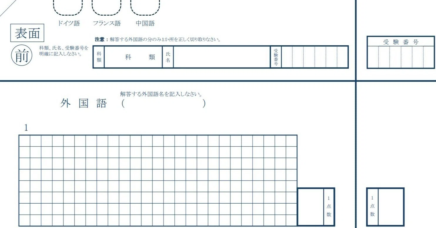 2023東大入試問題冊子　ドイツ語・フランス語・中国語、国語、数学、地歴 東京大学 二外受験（ドイツ語・フランス語・中国語） 再現解答用紙