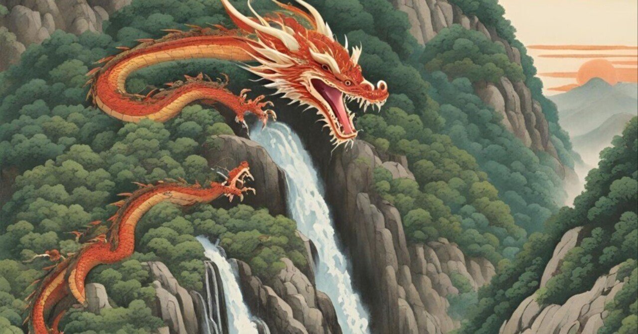 那智の滝と昇る龍：伝説が息づくアートの探求｜ぶるるん🍊🪸🌾💋🐢