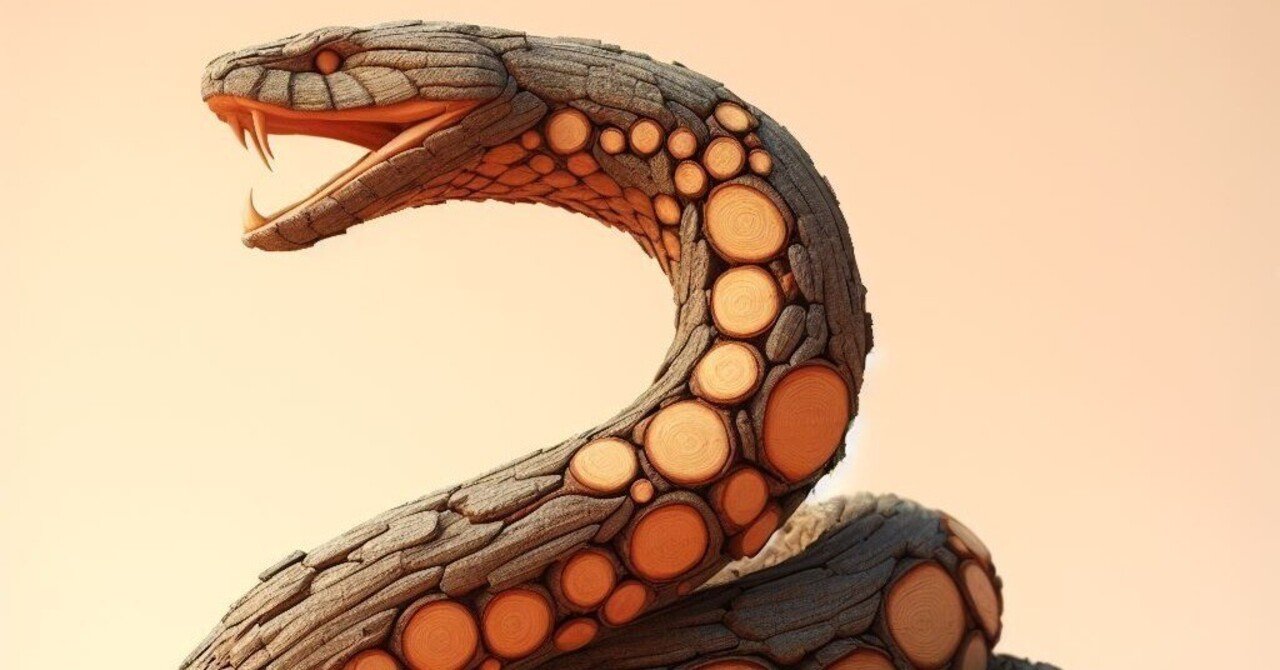 へび de 木の皮 @Bing＋プロンプト｜茜町春彦