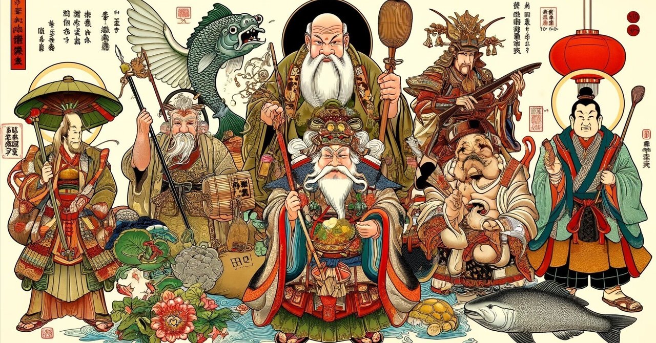 伝統的な日本の仮面 七福神 七福神」＋「達磨様」の【八福神】!2024年