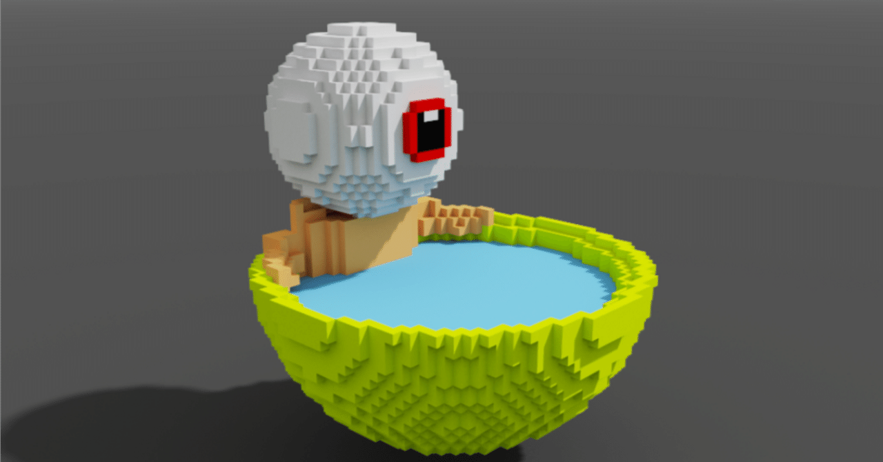 Magica Voxel】お風呂に入っている目玉おやじ｜【3D初心者の学校
