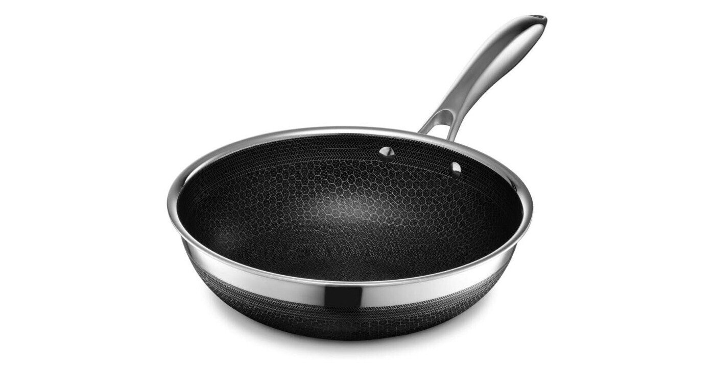 HexClad ハイブリッドノンスティック中華鍋26cm、熱くならないハンドル