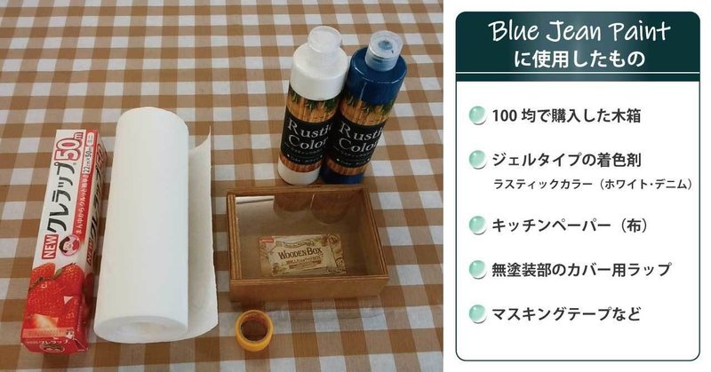100均木製boxをブルージーン塗装 Wing R Note