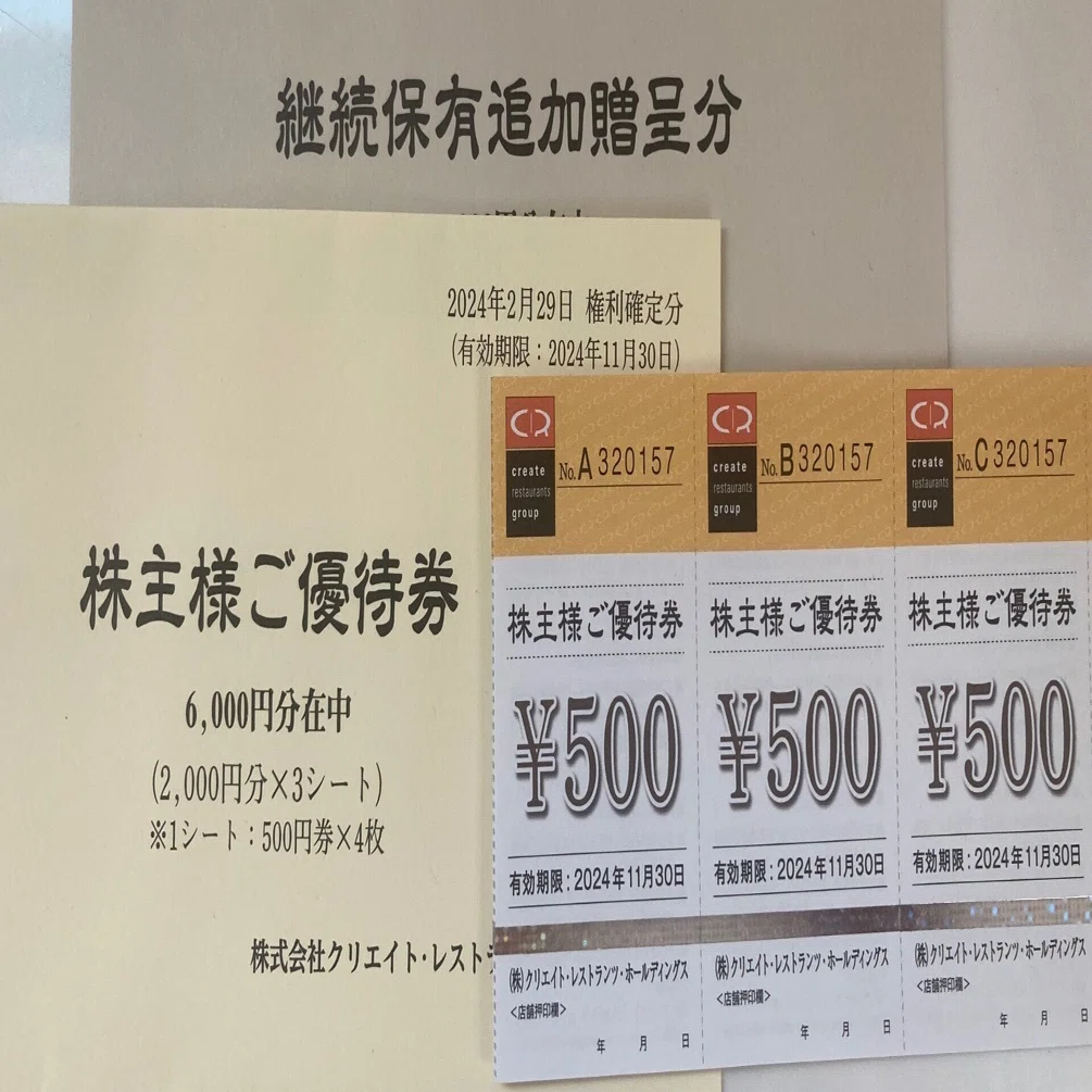 クリエイト・レストランツホールディングス株主優待券 1万8000円分