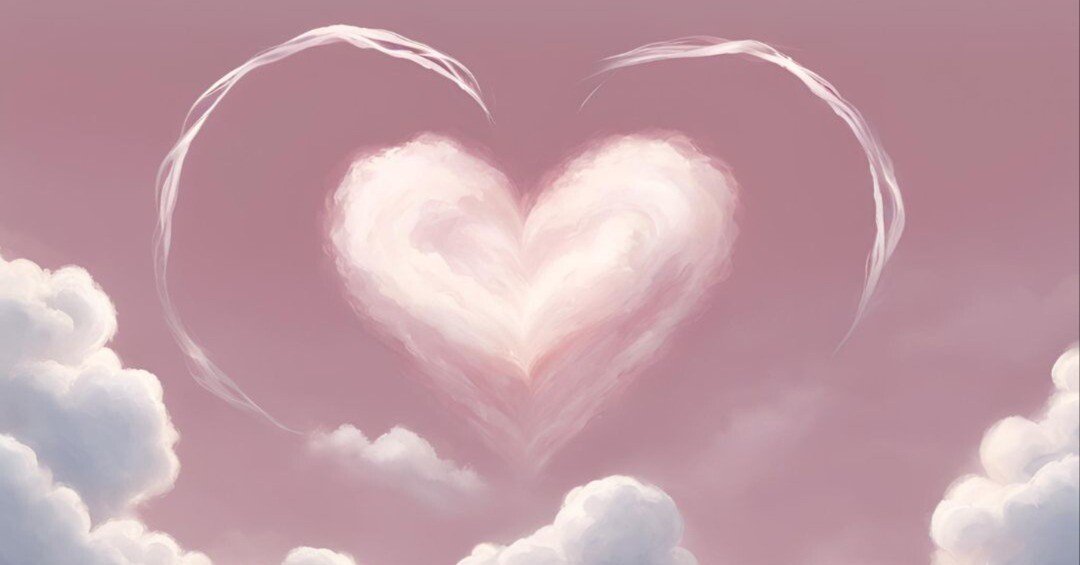 空に浮かぶ愛のシンボル：ハート型の雲が届けるロマンチックな瞬間