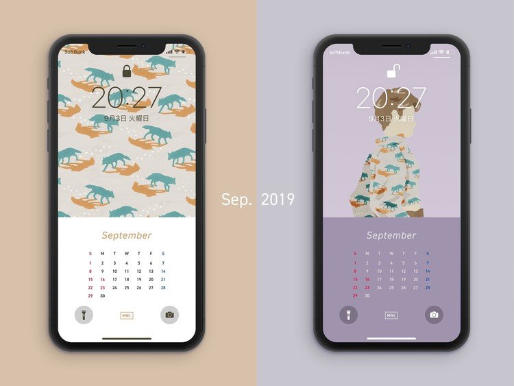 iPhone向けの待受カレンダー「2019年9月」です。画像サイズは【1242x2208】および【1242x2688(Xシリーズ向け)】で作成しております。（視覚効果OFF、画像全体を表示してフィットするよう作成）機種によって解像度が合わない等あれば対応致しますのでご連絡ください。※画像の無断転載・再配布は禁止しております。