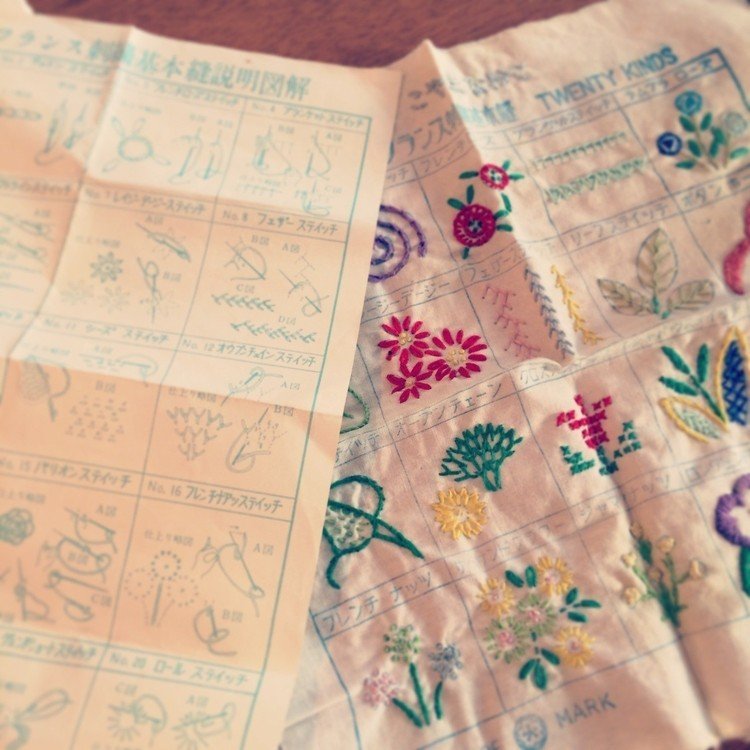 小学生のときの
お裁縫箱をまだもっていて
そこの方から、
こんなのが出てきました。

家庭科では刺繍の授業が
いちばん好きだったから、
とっておいたの。

説明図解まで。
これ、大事にしようー。

#nijiirorecords #ハンドメイド #手作り #布小物 #日常 #手仕事 #ナチュラルライフ #暮らし