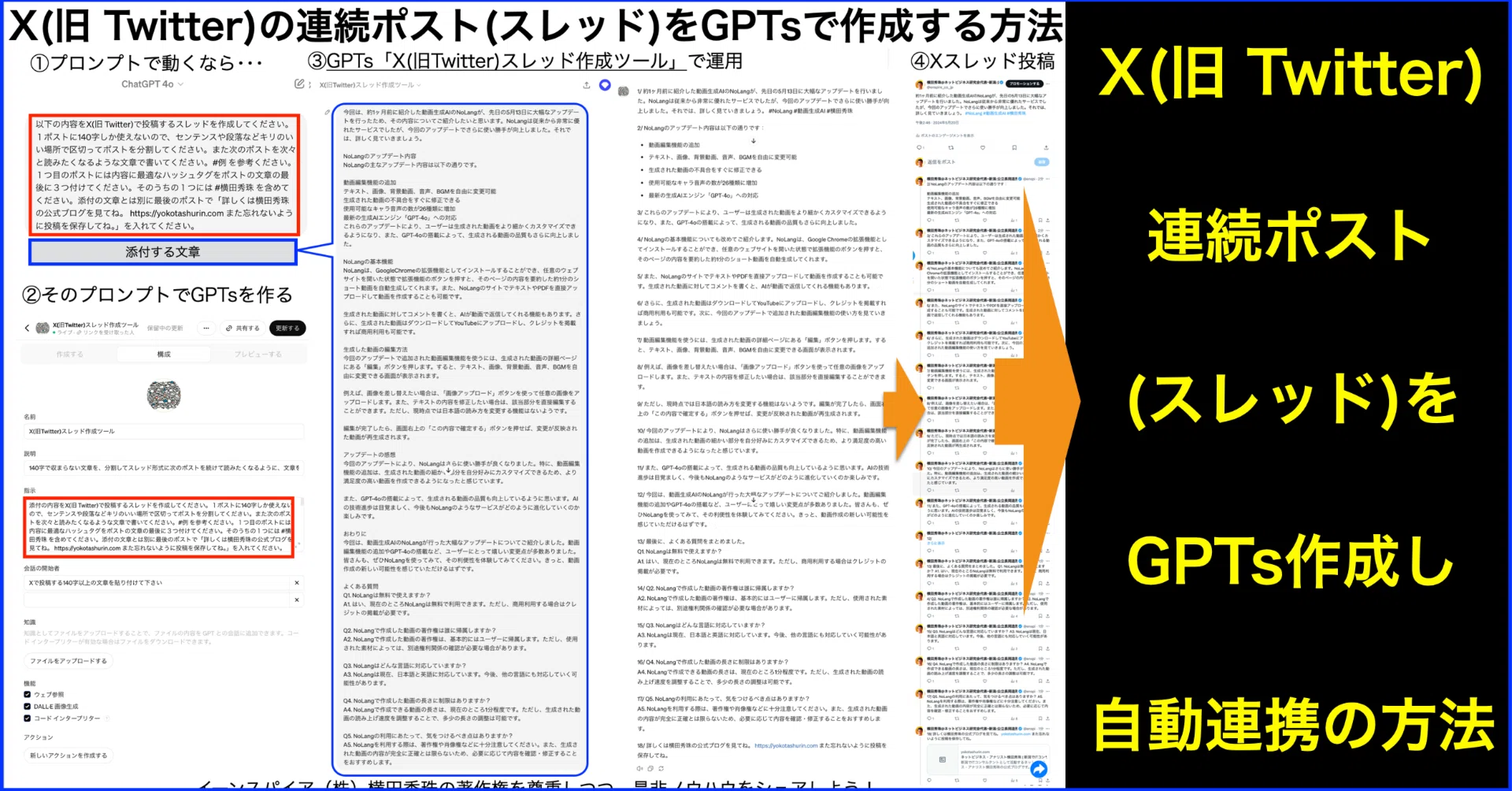 X(旧 Twitter)連続ポスト(スレッド)をGPTsで自動作成する方法｜(新潟県