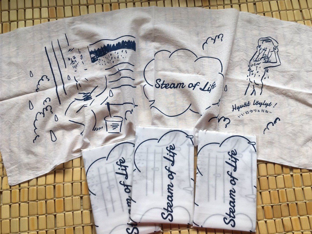 いいロウリュ 蒸気 だね とつぶやきたいサウナーの為の サウナのあるところ 小池アミイゴさんの手ぬぐい Uplink Note