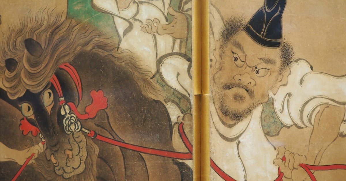 ☆屏風 水墨画 釣り人 ぶ厚 絵図 時代 二枚折屏風 衝立 絵師☆