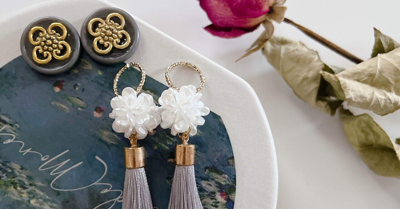 品質が完璧 ❏.12 中華風ボタン×タッセルピアス/イヤリング｜flower__buds イヤリング・ノンホールピアス