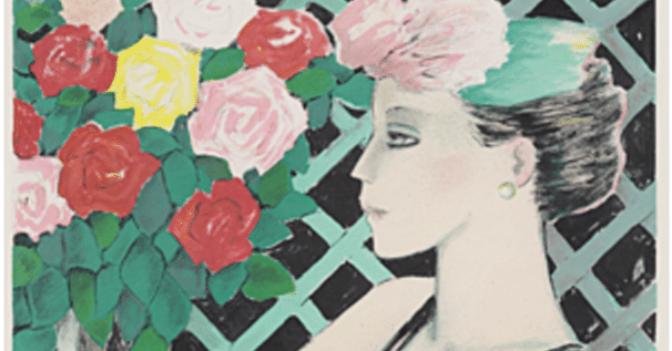 J. P. カシニョール】 版画 / リトグラフ 「バラとプロフィール」 査定