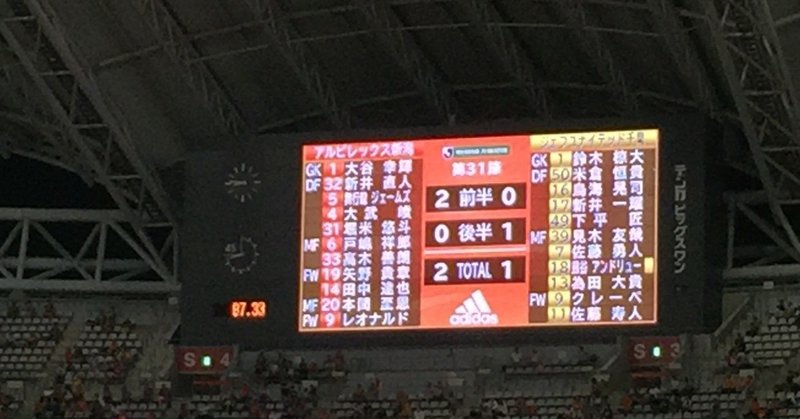 J2第31節 アルビレックス新潟 ジェフユナイテッド千葉 F F English Football Note